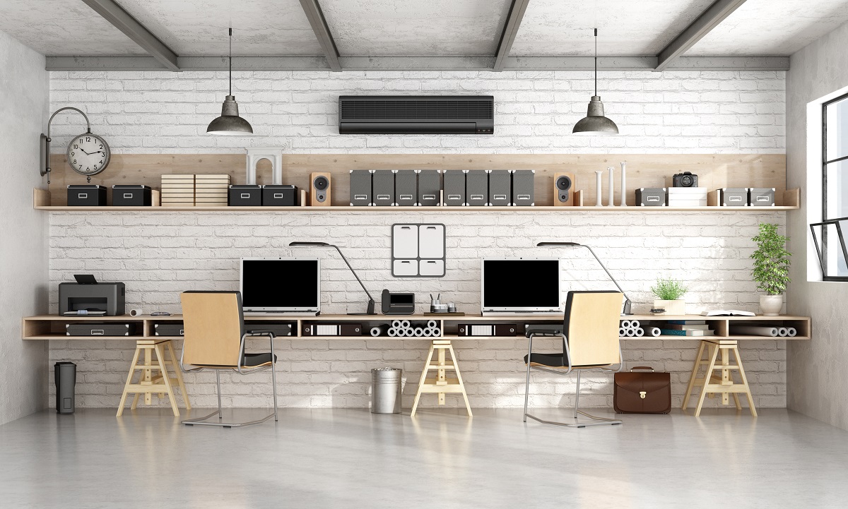 Custom office space with two monitors