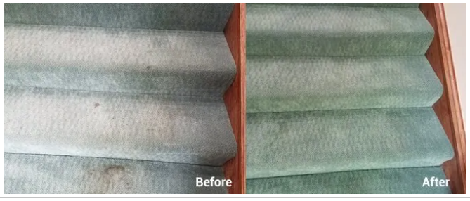 carpeted stairs before and after carpet cleaning service