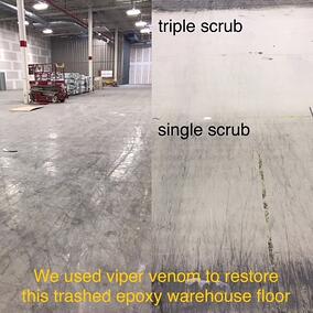 before and after image of a clean floor