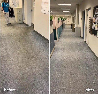 before and after image of dity and clean carpet