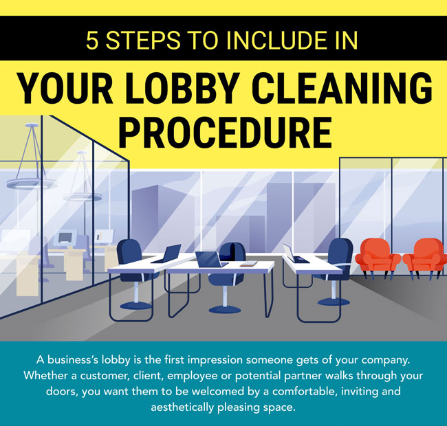 5 steps for lobby cleaning procedure infographic