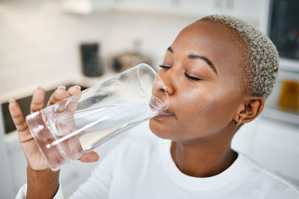 woman drinking water