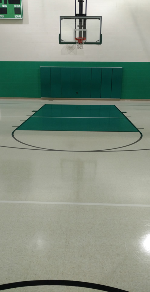 shiny basketball court floor