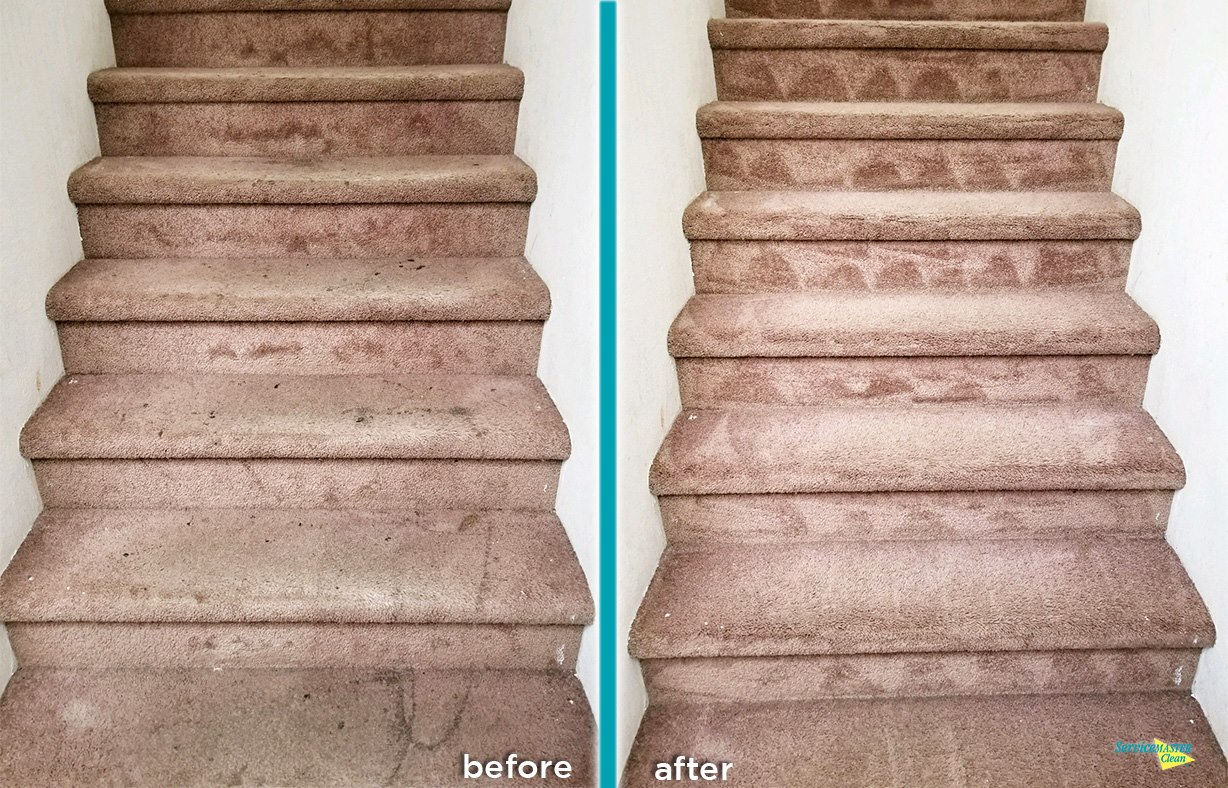 kalamazoo carpet cleaning stairs before and after image