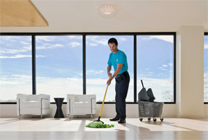 man cleaning commercial space